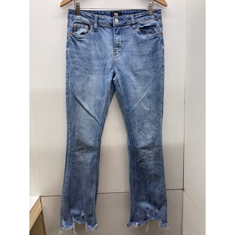 L&M Black Label Women Distressed Raw Hem Flare Jeans Blue IB7540MF Size 9